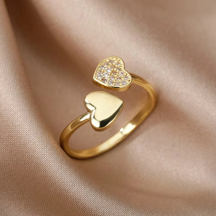 Bague Cœur Éternel — Zircon Doré