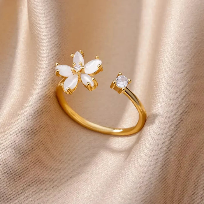 Bague Céleste — Zircon Géométrique Doré