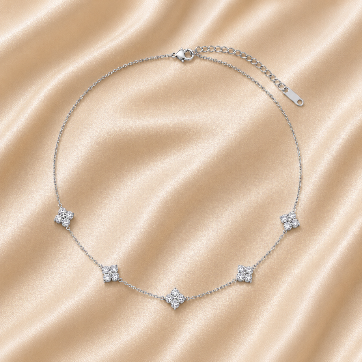 Collier Trèfle Éclat — Zircons Dorés