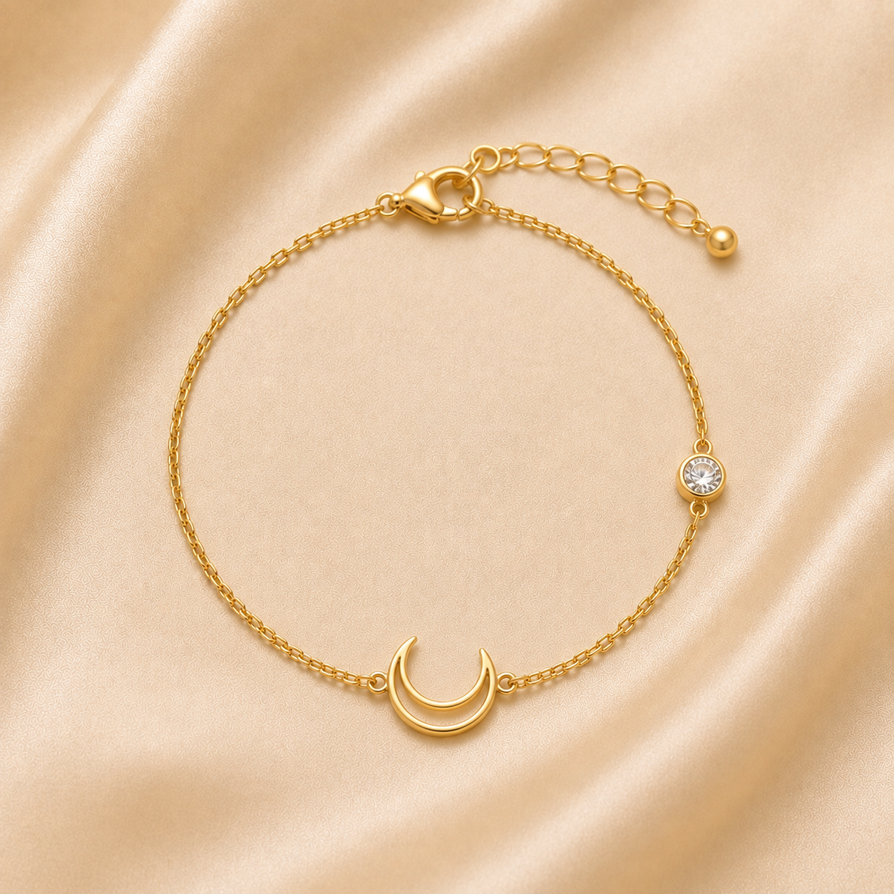 Bracelet Sélène — Croissant de Lune et Zircon