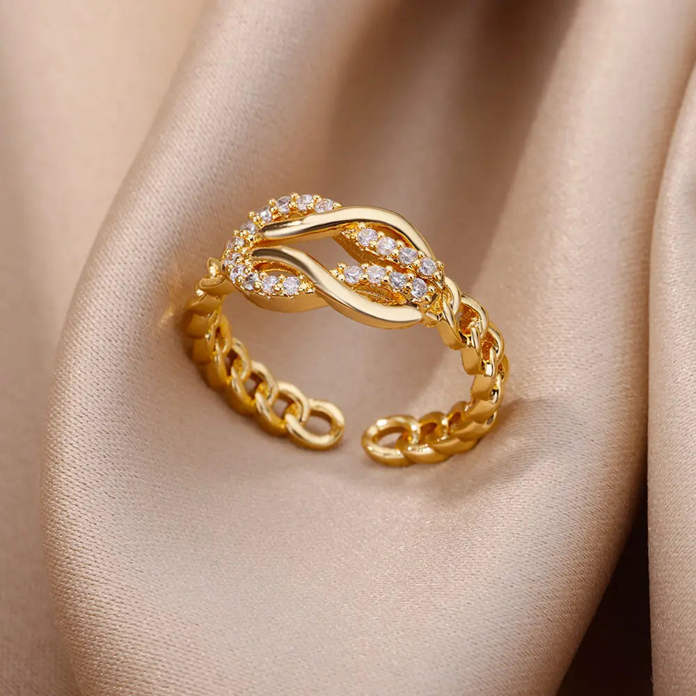 Bague Infini Élégance — Zircon Doré