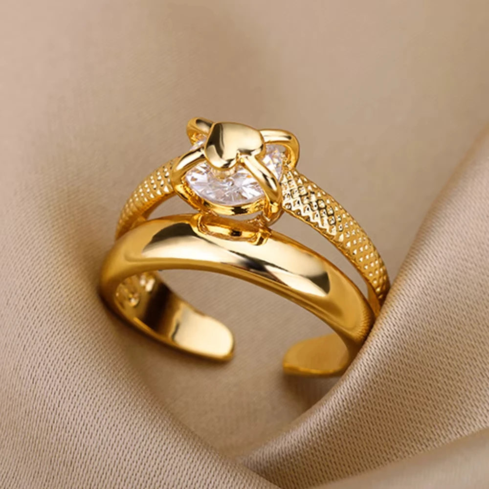 Bague Prestige Diamant — Zircon Doré