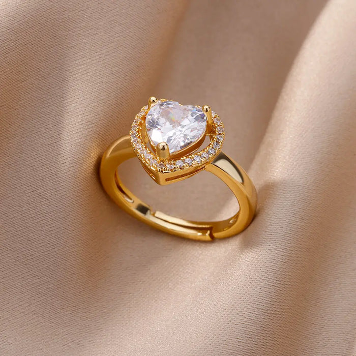 Bague Cœur Royal — Zircon Doré