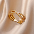 Bague Double Éclat — Zircon Doré
