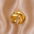Bague Double Éclat — Zircon Doré
