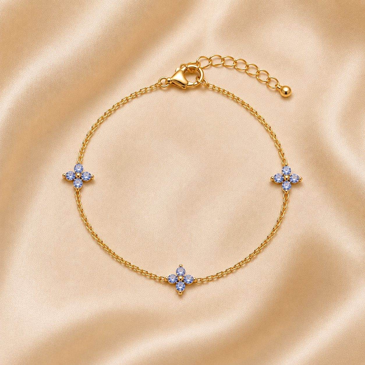 Bracelet Azura — Fleurs Bleues Dorées